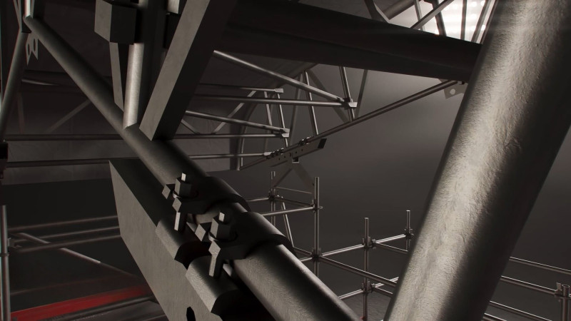 close up of 3d scaffolding render